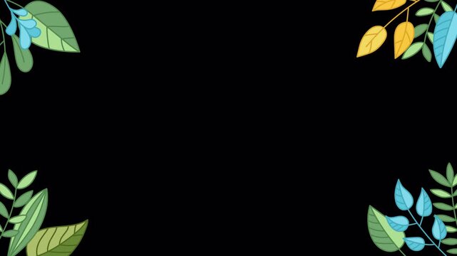 Isolated cartoon leaf frame loop seamless animation with alpha channel transparent background.
