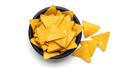 Crispy Tortilla Chips in a Black Bowl.