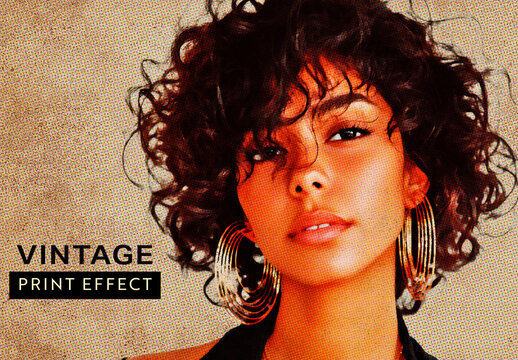 Vintage Print Retro Photo Effect Mockup