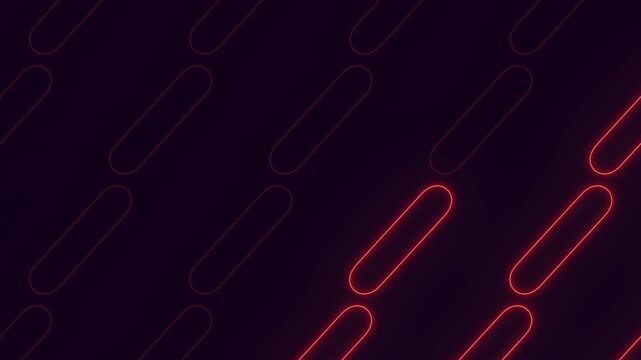 Abstract neon capsule pattern background with glowing red lines, seamless motion