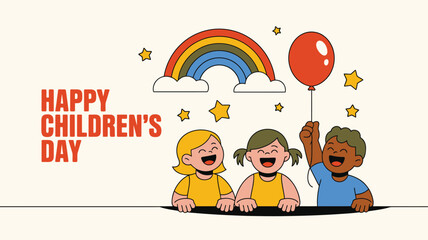 Naklejka premium Happy Childrens Day kids celebration