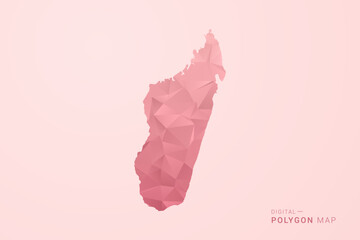 Madagascar Map - Polygon Style Vector Illustration in Soft Pink Valentine Theme, Low Poly Geometric Design, Isolated on Pastel Background. © Whatever