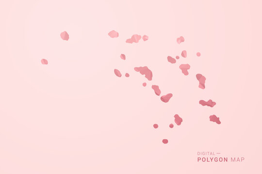 Marshall Islands Map - Polygon Style Vector Illustration in Soft Pink Valentine Theme, Low Poly Geometric Design, Isolated on Pastel Background.
