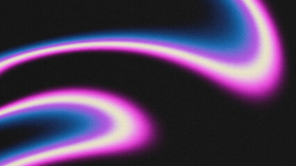 Abstract background featuring smooth, flowing neon gradient waves in vibrant purple, blue, and white hues, overlaid with a grainy noise texture.