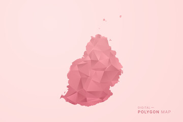 Mauritius Map - Polygon Style Vector Illustration in Soft Pink Valentine Theme, Low Poly Geometric Design, Isolated on Pastel Background. © Whatever