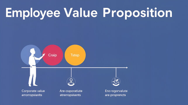 Employee value proposition (EVP)  strategy concept. Attract, motivate and retain talented employees in a competitive job market through the corporate culture and benefits offering.