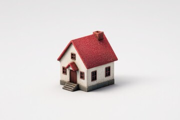 Tiny house model, red roof, light beige walls