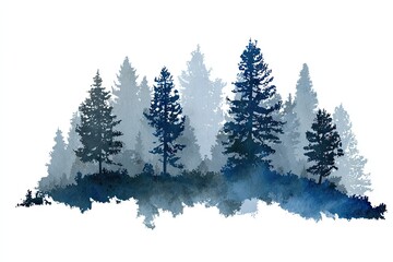 Obraz premium Watercolor forest silhouettes (1)