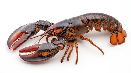 Live Lobster on White Background.