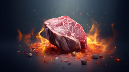 Raw power meets fiery passion in this dramatic culinary display, poised for the perfect sear.