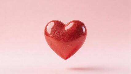 Obraz premium Red heart shape on pink background