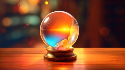 Peer into the radiant depths of a mystical crystal ball, where cosmic energies ignite future visions.
