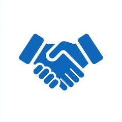 Fototapeta premium Blue Handshake Icon Representing Partnership and Collaboration Concept