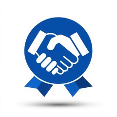Obraz premium Partnership Agreement Emblem with Hands Shaking and Badge Design