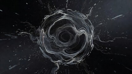 Fototapeta premium Abstract sphere with swirling particles creating modern energy flow effect against dark background