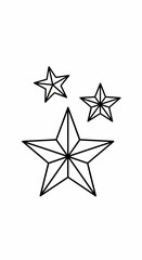 Fototapeta premium Three Black and White Stars Illustration.