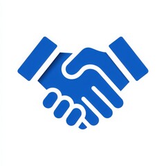 Fototapeta premium Blue Handshake Icon Representing Partnership and Cooperation Concept