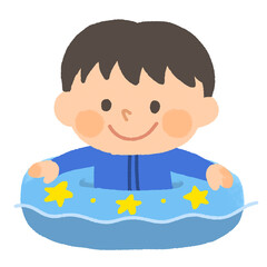 浮き輪で泳ぐこどものイラスト © ichimaru