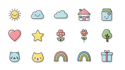 Fototapeta premium Collection of Cartoon Emoticon Style Icons.