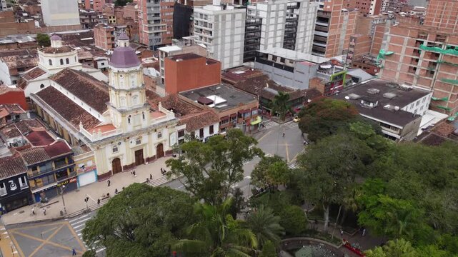 Caldas, Antioquia - Colombia. January 12, 2026. Panoramic drone view of the municipality located 24.7 km from Medellin.