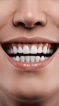 Detailed CGI visualization of human teeth demonstrating an overbite or vertical overlap dental malocclusion showcasing upper incisors positioned significantly ahead of lower incisors for educational