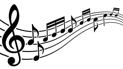 Dynamic Musical Notes and Clef Illustration