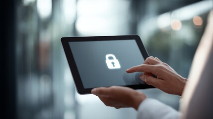 Fototapeta premium Secure healthcare login screen with two-factor authentication on tablet