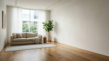 Fototapeta premium modern living room with wooden floor