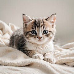 マンチカンの子猫ののんびり寝転び姿