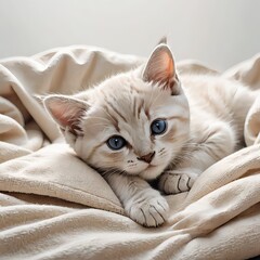 ミヌエットの子猫の穏やかな伏せる姿