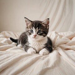 横になってくつろぐミヌエットの子猫イラスト