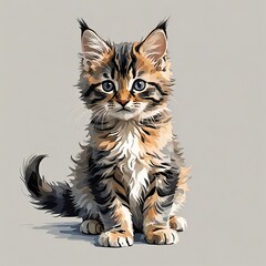 メインクーンの子猫の愛らしい座り姿