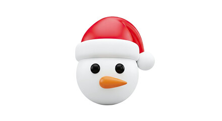 3D Snowman Head with Santa Hat