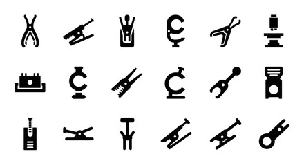 Fototapeta premium Collection of Laboratory Equipment Icons Representing Science and Research Tools