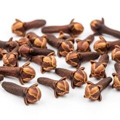 Fototapeta premium Dried Clove Buds Arrangement on White Background