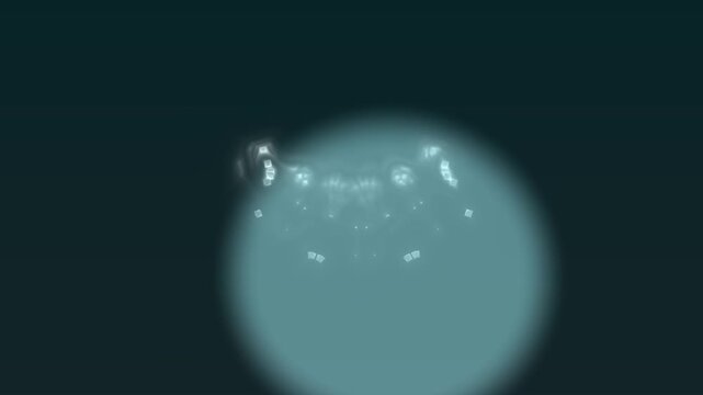 Glowing blue jelly-like creature floating in dark water, ethereal underwater scene with soft luminescence.