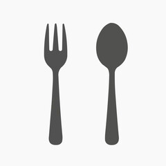 Cutlery utensils fork and spoon simple design on white background