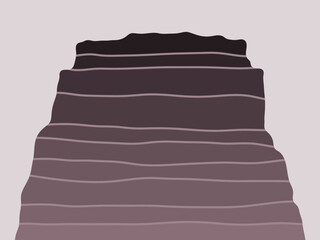 Geologic layered slope. Sedimentary cliff