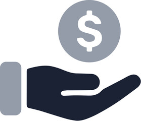 Minimalist Two Color Hand Giving Coin Currency Finance Element
