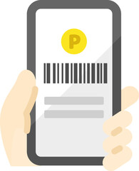 スマホでバーコード決済するアイコンのイラスト