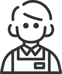 スーパーの男性店員のアイコン（線画）のイラスト