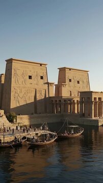 e Temple of Philae on its island in the Nile 4K Videos