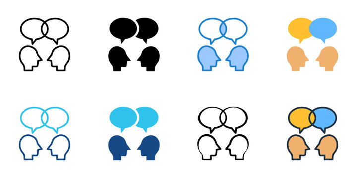 Coaching conversation icons set multiple style collection. Editable stroke 
