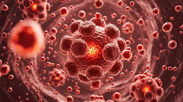 Microscopic view of red blood cells flowing through a blood vessel showcasing the intricate details of these vital components of human circulation and health.