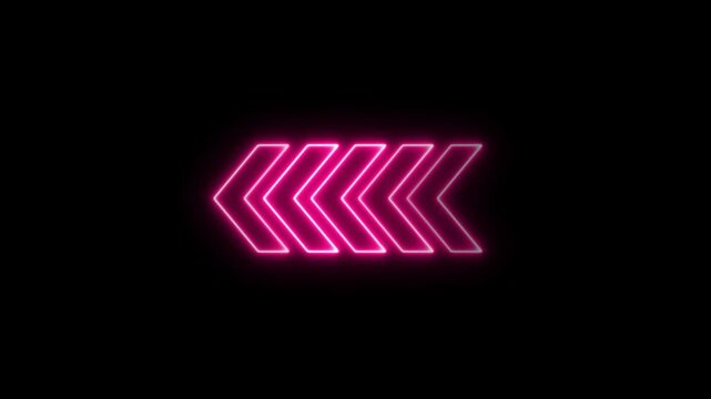 Abstract neon flashing light back arrow loading animation. Left arrow for road direction.
Abstract beautiful color neon left side animation. neon arrow moving left on black background.
