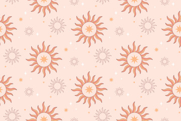 Boho Sun Seamless Pattern