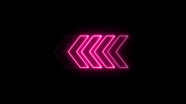 Abstract neon flashing light back arrow loading animation. Left arrow for road direction.
Abstract beautiful color neon left side animation. neon arrow moving left on black background.