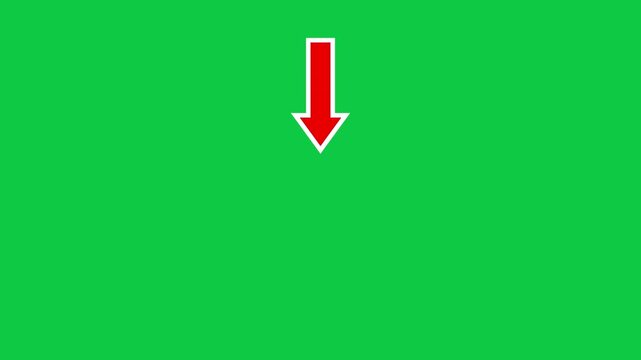 red arrow pop up animation effect pointing downward animating down side direction on green screen 
