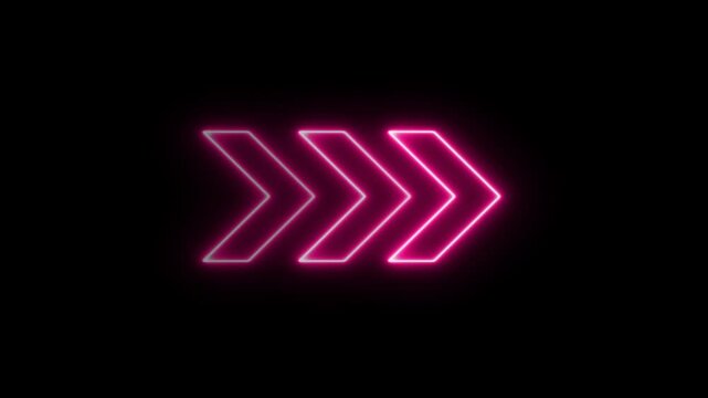 Abstract neon flashing light back arrow loading animation. Glowing Left arrow looping animated.
left arrow for road direction, Glowing neon arrow pointers on black background.