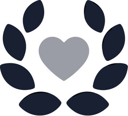 Fototapeta premium Simple Minimalist Heart Inside Laurel Wreath Emblem Isolated Shape Icon